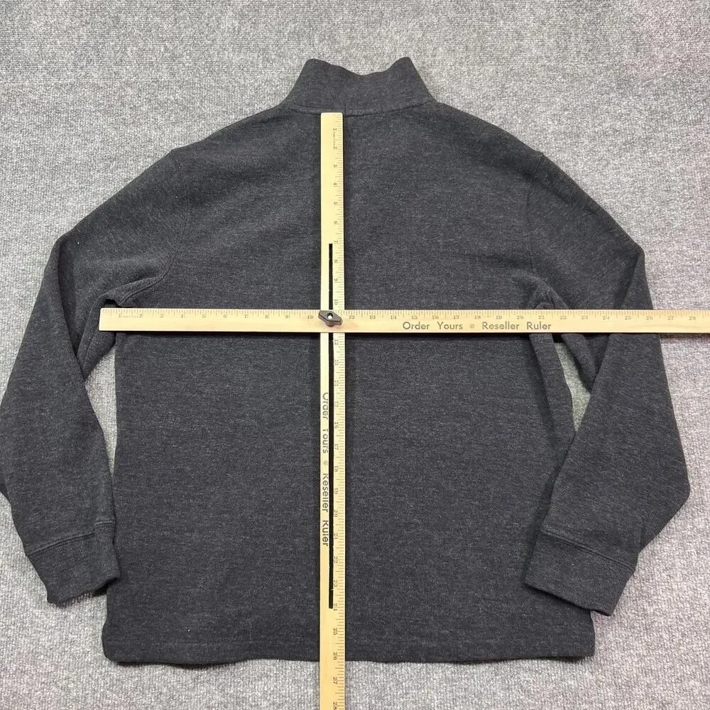 Polo Ralph Lauren Sweater Mens Large Gray Cotton 1/4 Zip Mock Neck Pullover Logo
